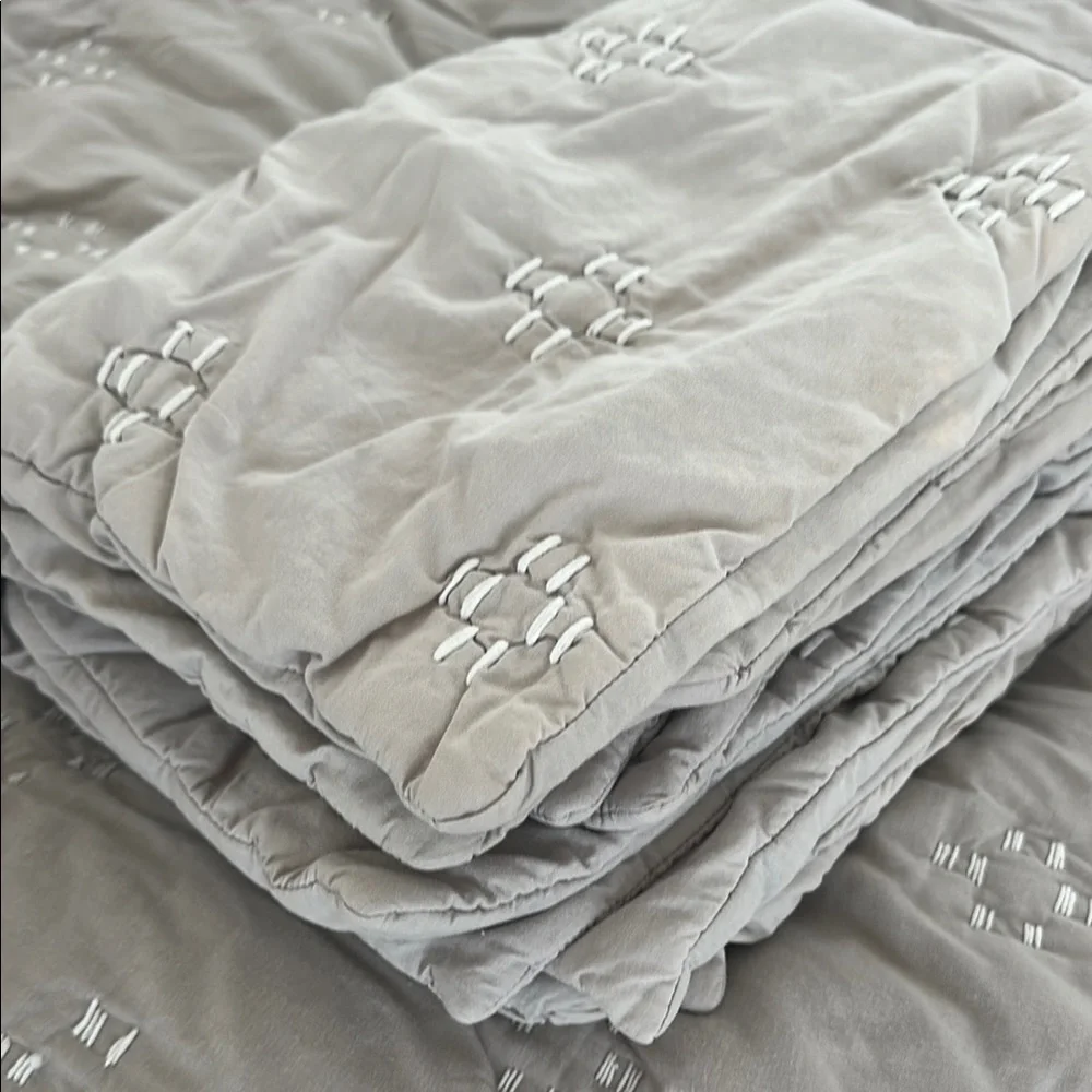 west elm dash stitch quilted pillow covers. set of 3: 2standard, 1 euro sham